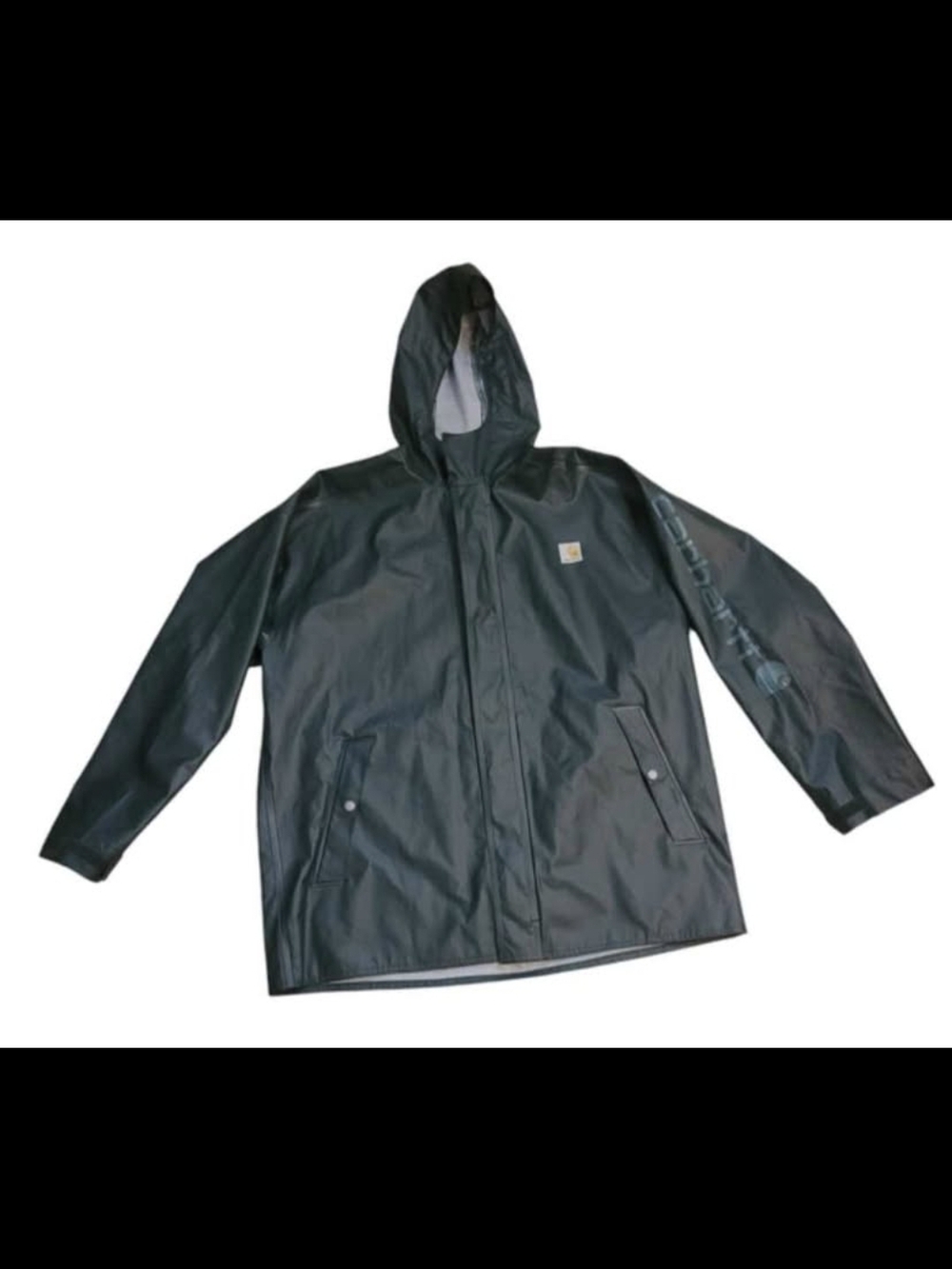 Carhartt Black Hooded Raincoat with Logo Patch